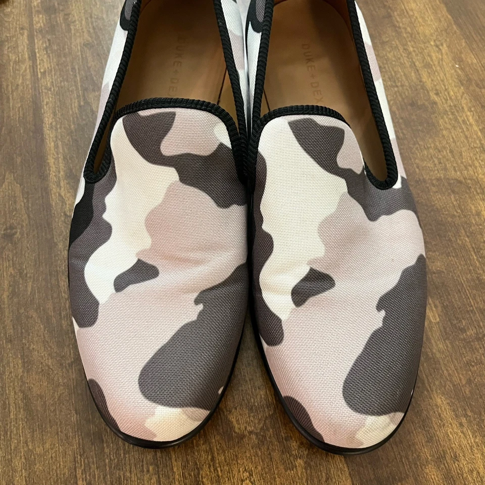 Mocasines sin cordones Duke & Dexter hechos en Inglaterra para hombre gris blanco camuflaje lona talla 9 Foto 2 de 4