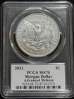 2023 S$1 Morgan Dollar Coin PCGS MS70 Advanced Release - Signed by Cleveland