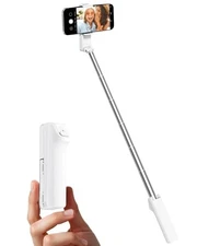  Portable Selfie Stick, Lightweight Extendable Stainless Steel Tube,All White