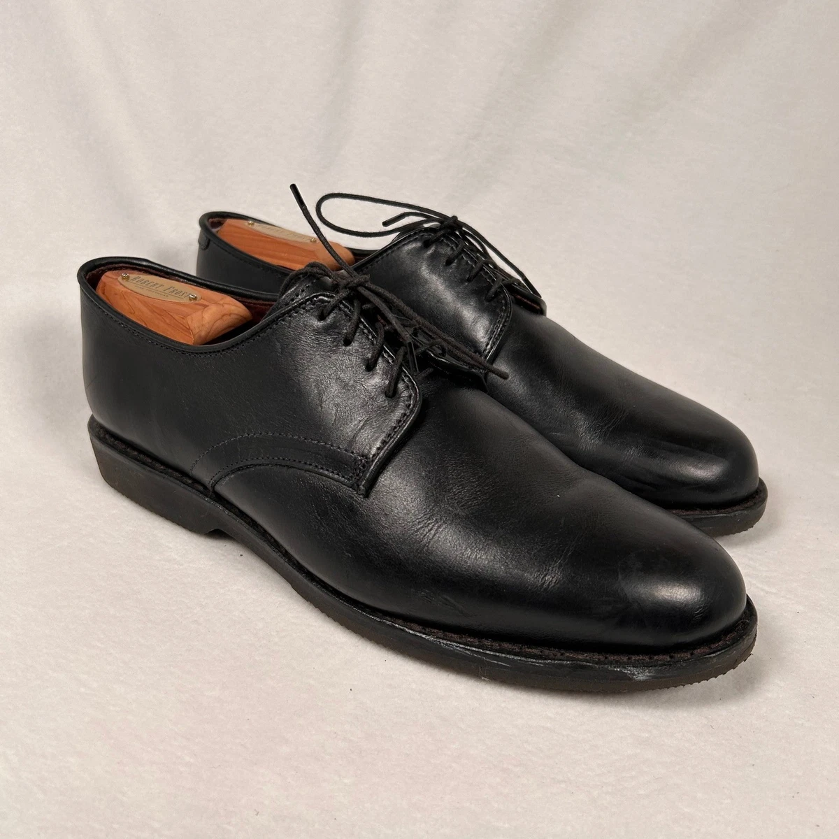 Vtg Allen Edmonds Mens 11.5 D Black Leather Derby Dress Shoes Lace Up \