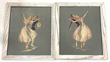 Ballet Dancers Art Prints Simone Framed Vtg Pair 8 X 10 Mid-Century V.A.P Co, NY