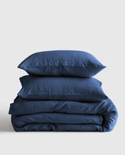 NWOT Quince King Cal King Linen Duvet 2 Shams Indigo