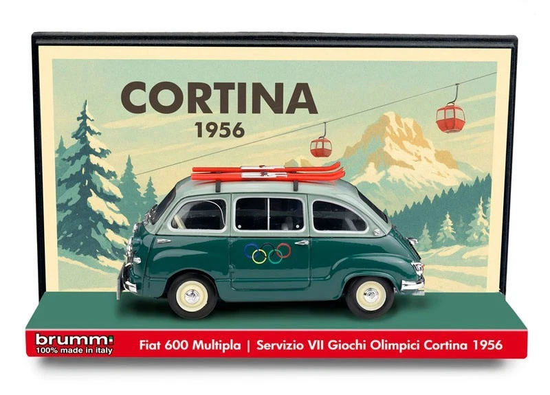 1/43 FIAT 600 MULTIPLA SERIE 1 VII GIOCHI OLIMPICI CORTINA 1956 BRUMM S2601 - Immagine 2 di 2