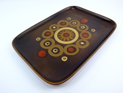 Denby Arabesque große Servierplatte / Tablett 35,5 cm x 26 cm Vintage England 70er Jahre