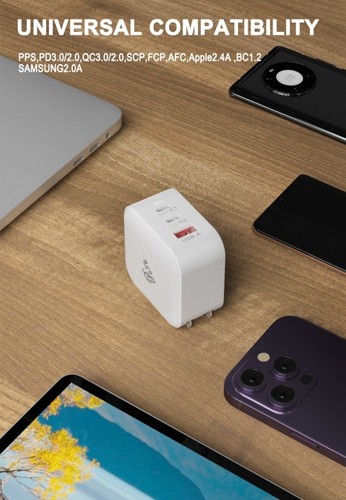 Rapide 65W Mural Chargeur Adaptateur Pd Prise Pour Samsung S25 S24 Fe S23 S22 - Photo 2 sur 17