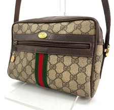 Vintage GUCCI Shoulder Bag, Sherry line, GG pattern, Beige PVC Leather Ophidia