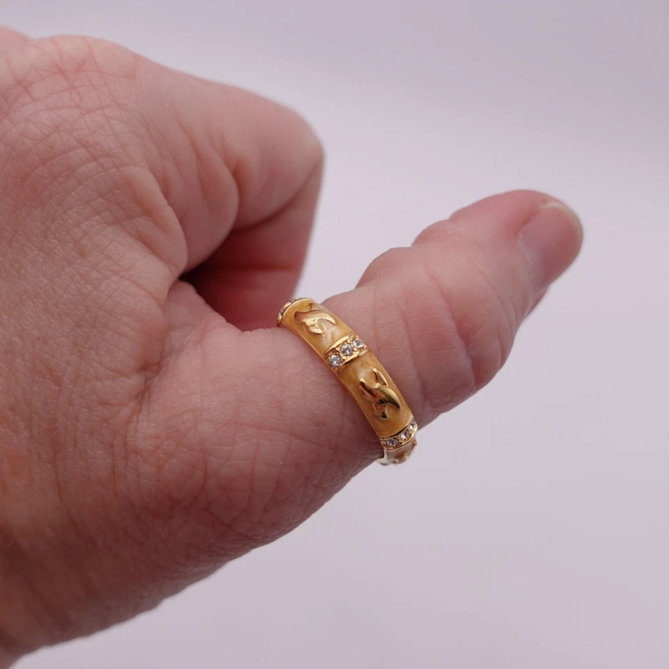 Anillo de mujer Lauren G Adams amarillo esmalte circonita cúbica a la moda apilable Foto 2 de 4