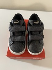 Puma Smash 3.0 Flit Glam Black Silver White toddler Size 9C