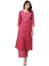 GoSriKi Women's Cotton Blend Kurta with Palazzo