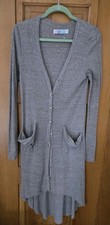 FB Free People Beach Ribbed Up Button Maxi Cardigan Taupe Women Large Boho Cozy