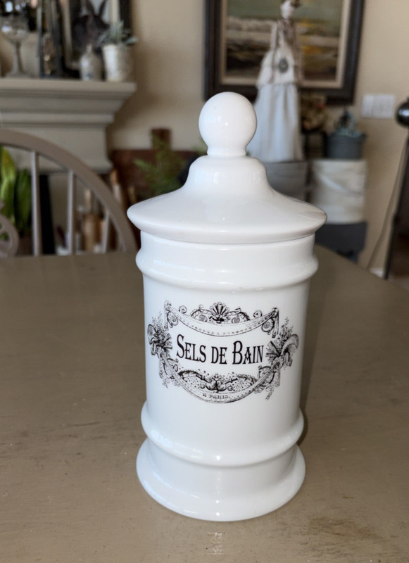 Gianna Rose Atelier SELS DE BAIN Apothecary Soap Cotton Jar w/Lid EUC