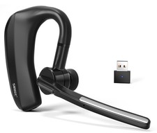 Bluetooth Single Ear Headset with Mic, Dual Microphone Wireless Headset with ...
