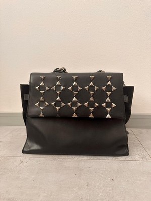 Russell and Bromley Italy Black Leather Studded Shoulder Bag Chain Crossbody