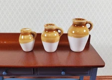 Dollhouse Jugs Crocks with Handles Large Set of 3 1:12 Scale Miniatures