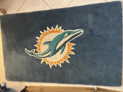 RARE Hand Tufted Wool Rug Miami Dolphins Approx 5FtX3Ft See Pics for Condition