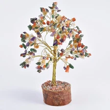 Seven Chakra Crystal Bonsai Tree, Feng Shui Vastu Good Luck Decor.