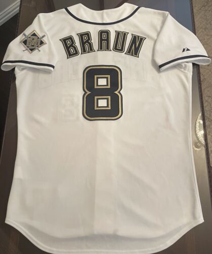 Rare TBTC Ryan Braun #8 Milwaukee Brewers Authentic On-Field Jersey 48/XL