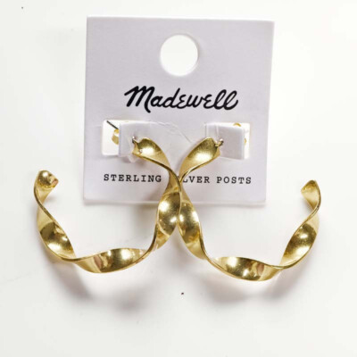 New MadeWell Twisted C Hoop Earrings Gift Fashion Women Party