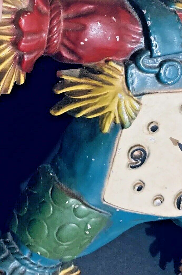 Vintage 1970 Scarecrow Metal Sexton Clock Works Great W/Tied Straw