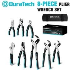 DURATECH 8-Pieces Pliers Set P with Rolling Pouch remium Cr-V/Cr-Ni Construction