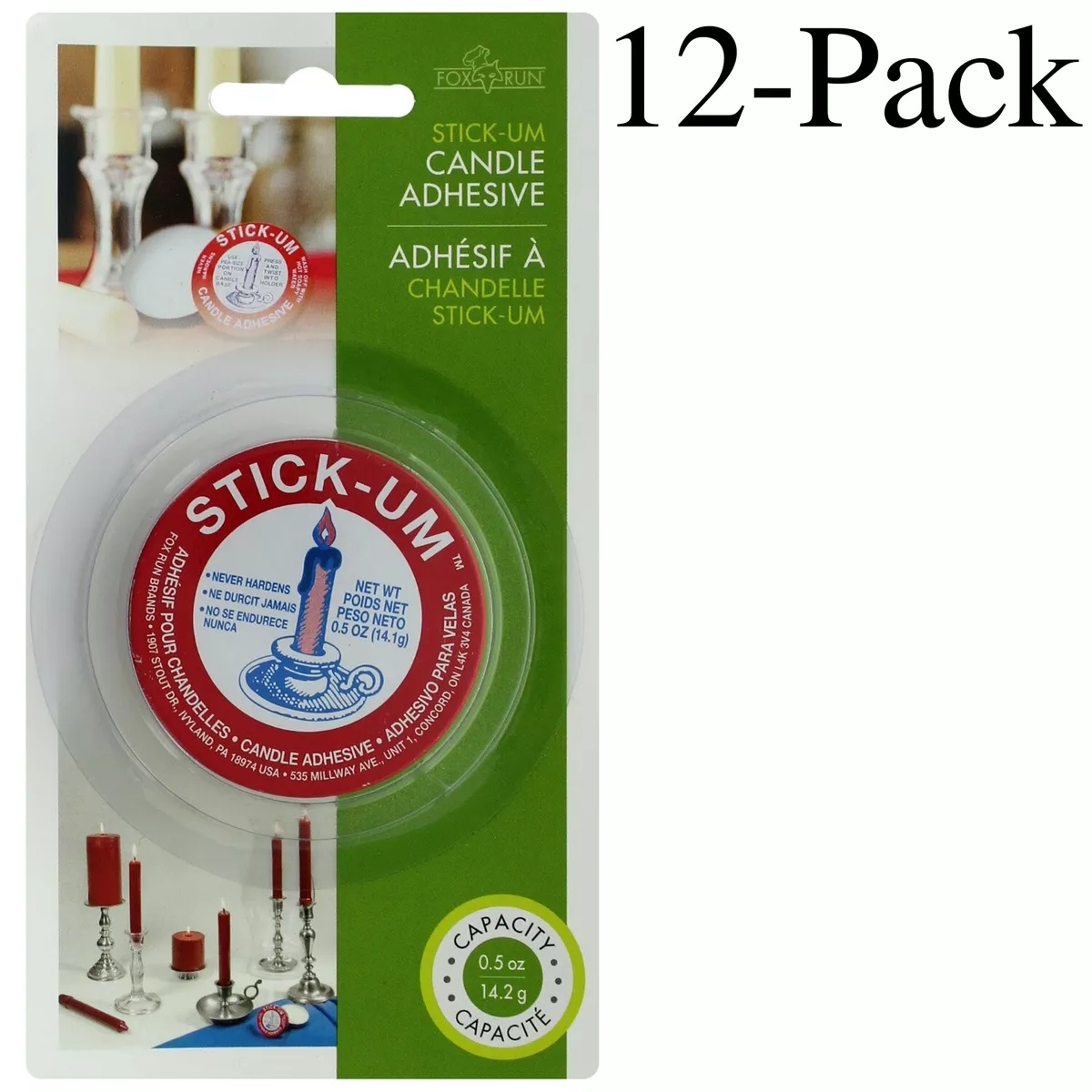 Fox Run Stick-Um Candle Adhesive Net Weight 0.5 oz (12-Pack)