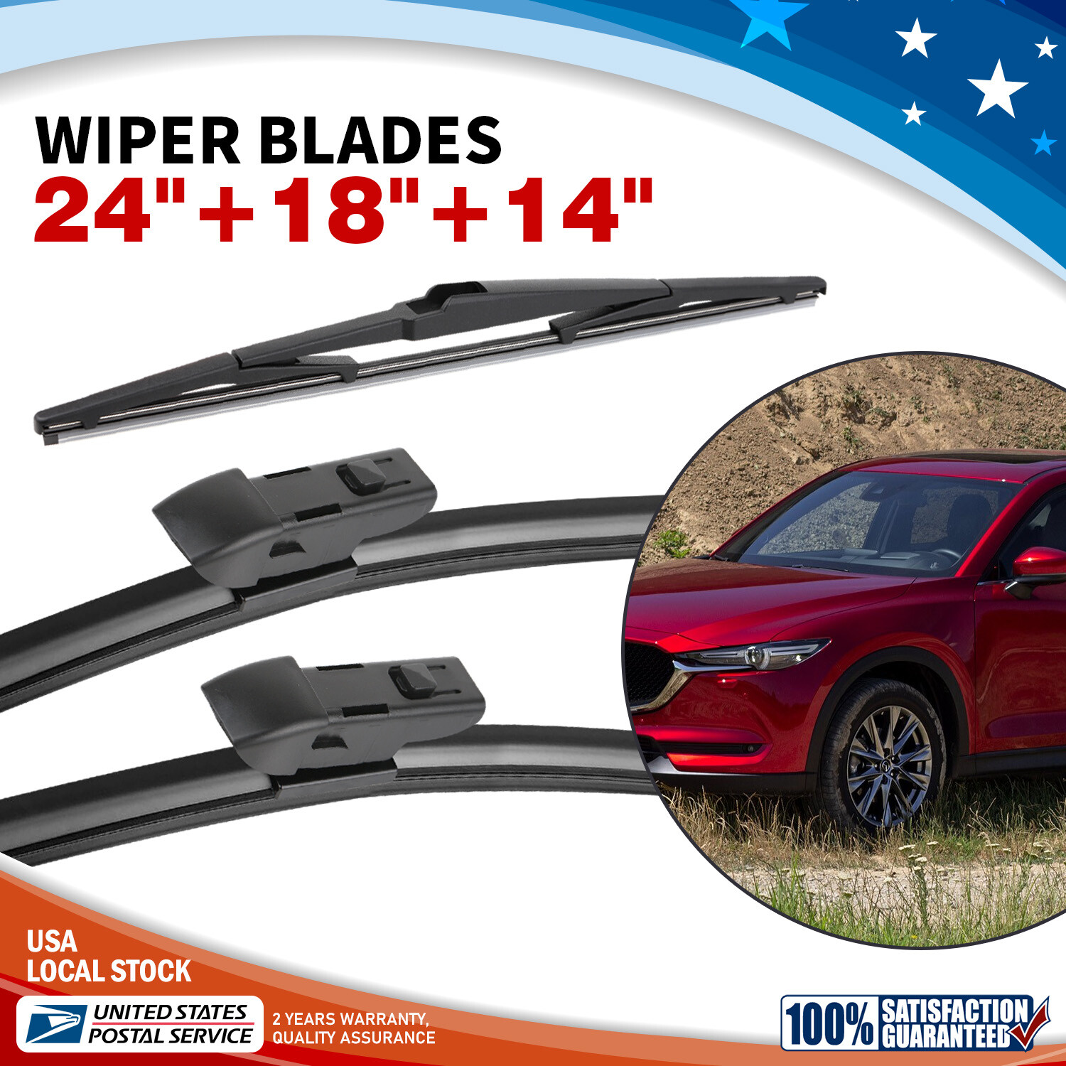 Mazda CX-9 MK2 2016-2020 Windshield Wiper Blades Kit 24 18 14 Inch