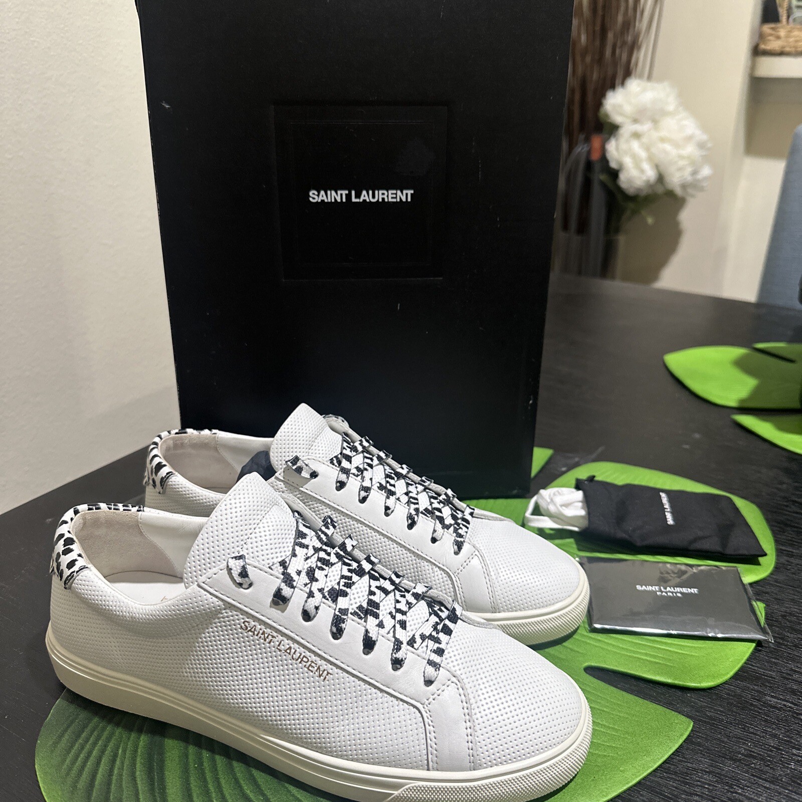 Sneaker basse Saint Laurent YSL Andy bianche da uomo taglia 40 5 EU 7 5 US