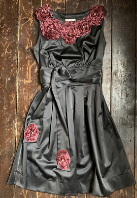 Vtg 50s Style Black Burgundy Velvet BETTY BROWN LONDON Silk ? Rockabilly  Dress S | eBay