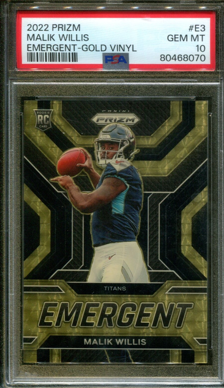 Malik Willis Panini Prizm Emergent #E3 Gold Vinyl