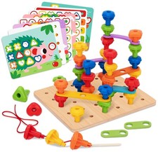 TOOKYLAND Peg Board Stacking Toy - 53pcs - Color and Shape Matching - 3 Years 