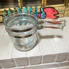 2 PC Vintage Pyrex Flameware Glass Double Boiler #6283 Stove Top NO LIDS