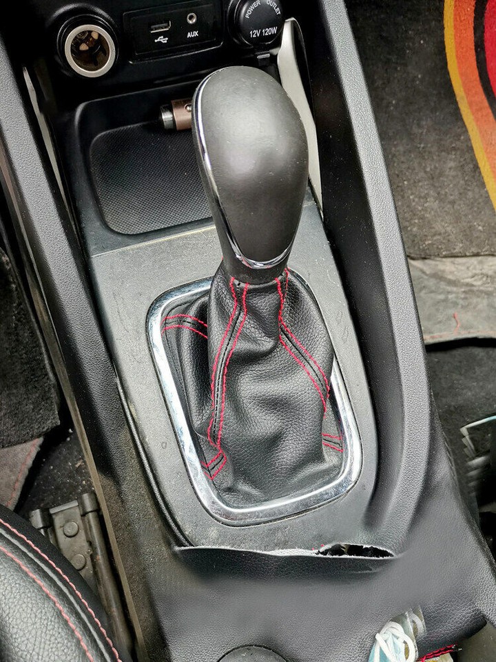 Black Leather Gear Shifter Shift Knob Gaitor Gaiter Boot Cover For ...