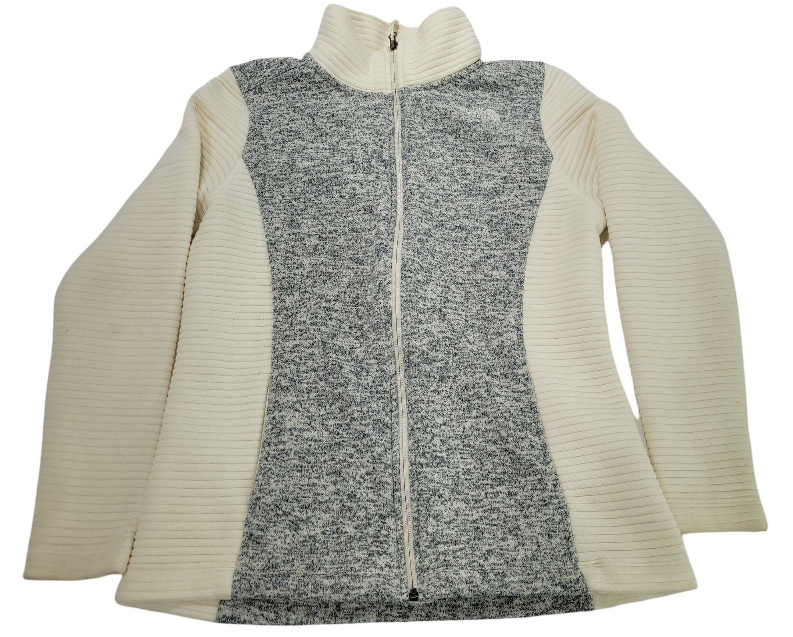 The North Face Full Zip Jacket Gray Cream Indi Fleece Pockets Women M  751497 | eBay