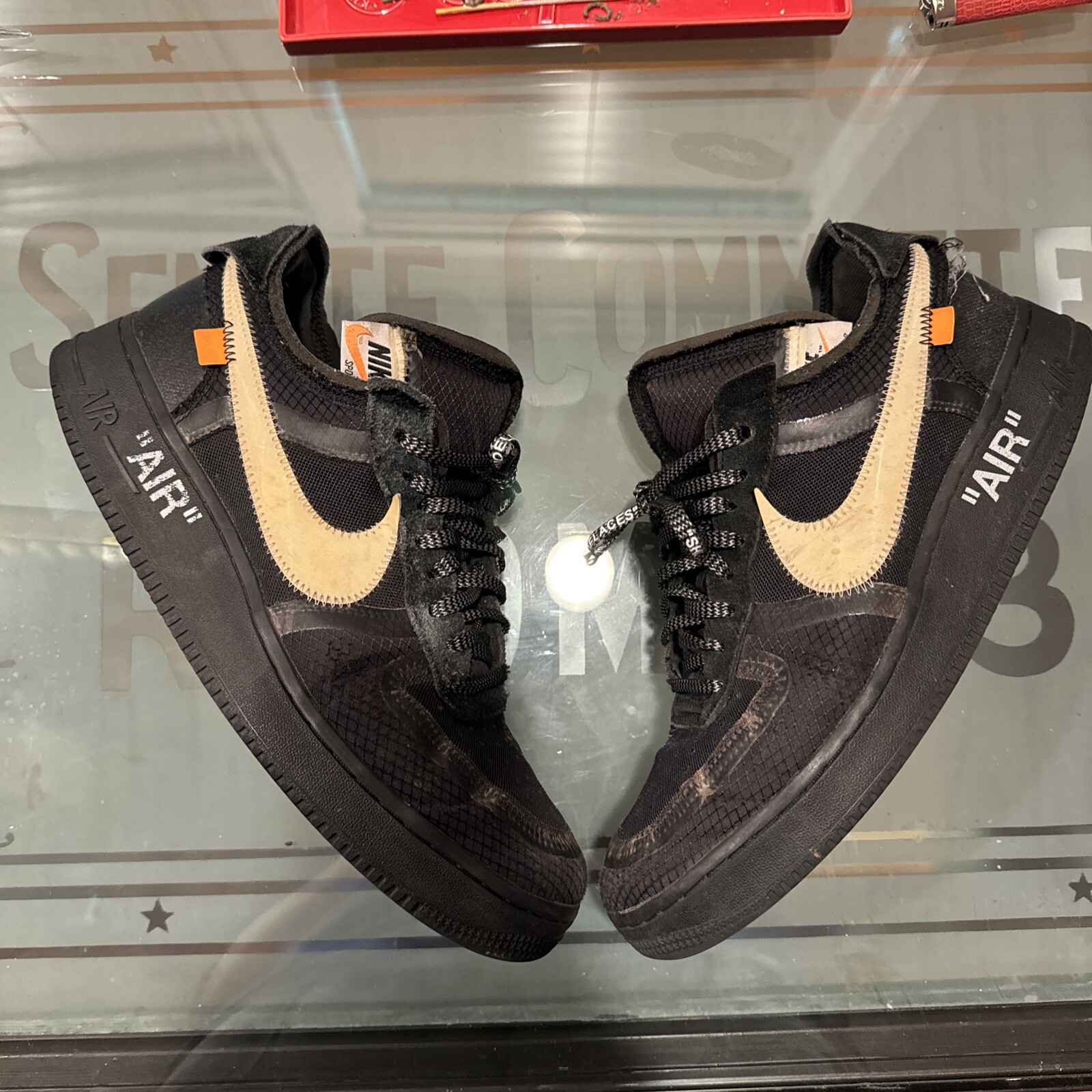 OFF WHITE X NIKE Taglia 10 Nike Air Force 1 basse x BIANCO SPORCO nere 2018