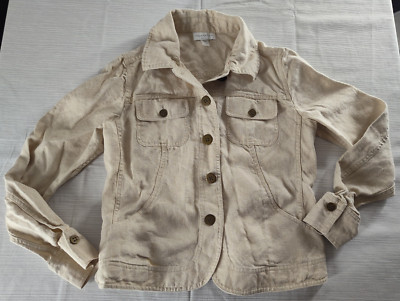 Charter Club Women's 100% Linen Ivory Jacket Size P/P Long Sleeve ST25