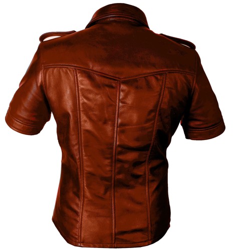 CAMICIA UNIFORME UOMO POLICE HOT REAL BLACK PECORA/AGNELLO PELLE BLUFF GIACCA GAY - Foto 17 di 20