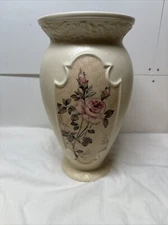 Vintage FTD Embossed Floral 9.25" Ceramic Flower Vase