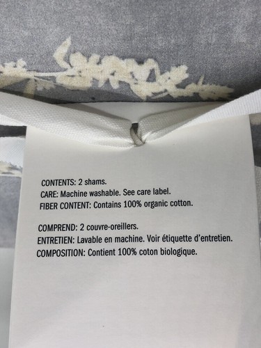 (2) Fundas grises ESTÁNDAR ESTÁNDAR de percal botánica floral sombra granero cerámica nueva con etiquetas - Imagen 8 de 10