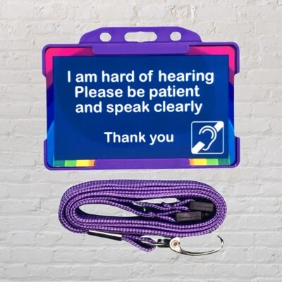 Hard Of Hearing Hidden Disability Awareness card & Lanyard - Free Shipping