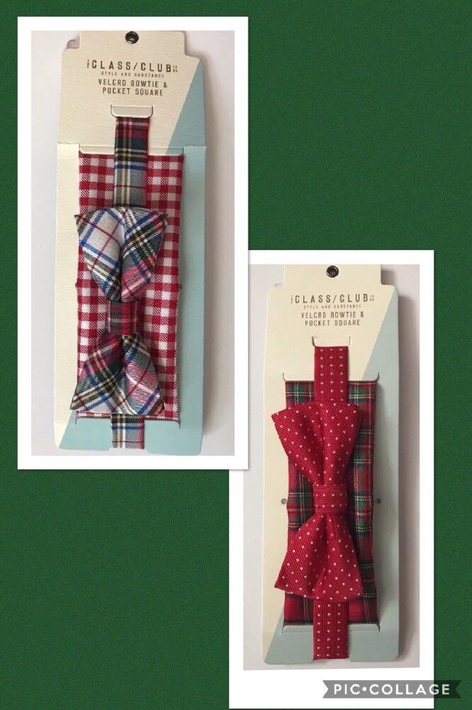 Same day shipping NWT Boy's Class Club Bow Tie & Ranking integrated 1st place Square Dots White Pocket Set Red