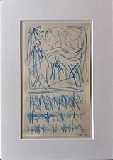 Riccardo Licata pastello 1973 Composizione 21,5x12,5 firmato con autentica