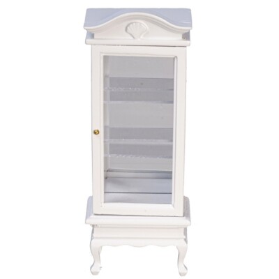 Dollhouse Miniature Curio / China Cabinet with Mirror in White