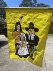 Thanksgiving Pilgrims & Indian Banner Garden Flag Fall Autumn Thanksgiving Vtg