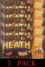 HEATH English Toffee Chocolate Coating BITS Premium Baking Chips 8oz Bag 5 PACK