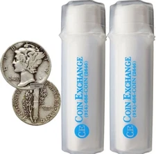 FULL DATES 2 Rolls of 50 ea $10 Face Value 90% Silver Mercury Dimes