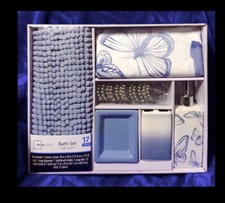 17-PC Bathroom Set:Shower Curtain,Rug,Soap Dispenser,s  dish,T-brush Holder,Hooks
