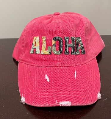 Hawaii Aloha Cap Hat Adult Adjustable Discolored Pink  display picture 1
