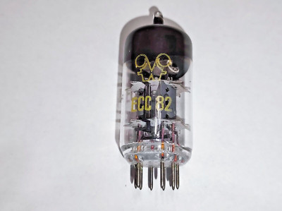 Rare RFT ECC82 Double Triode Tube, Foil Getter, NOS, Strong 1950s'