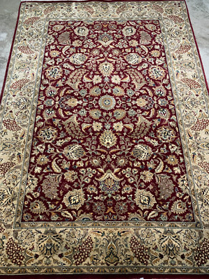 4'2''x6' Hand-Knotted Lahovere Vegetable-Dye 100% Wool Area Rug