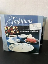 NOS Vintage Haviland Blue Garland 2 - 5 Piece Place Settings - Original Boxes